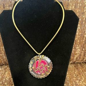Shimmering Metals Neck Ring with Pendent